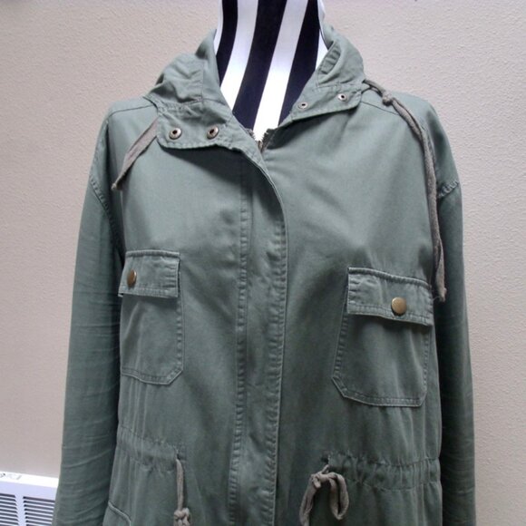 Active USA Utility Hooded Full Zip Jacket Women's 2X Olive Green Style #J7044 - Picture 4 of 5